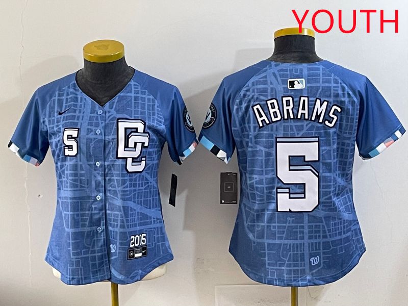 Youth Washington Nationals #5 Abrams Joint Name 2025 Nike MLB Jersey style 7